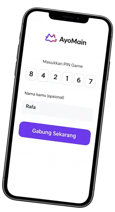 Tampilan peserta di ponsel saat menjawab kuis live