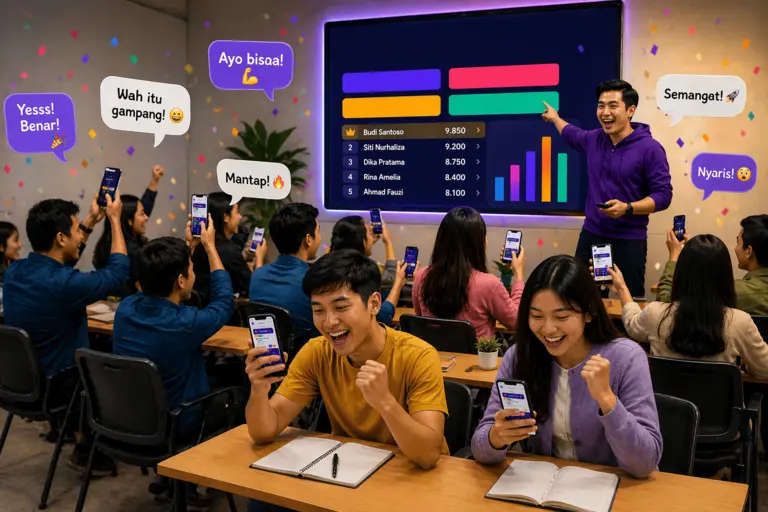 Peserta antusias menjawab kuis live di kelas